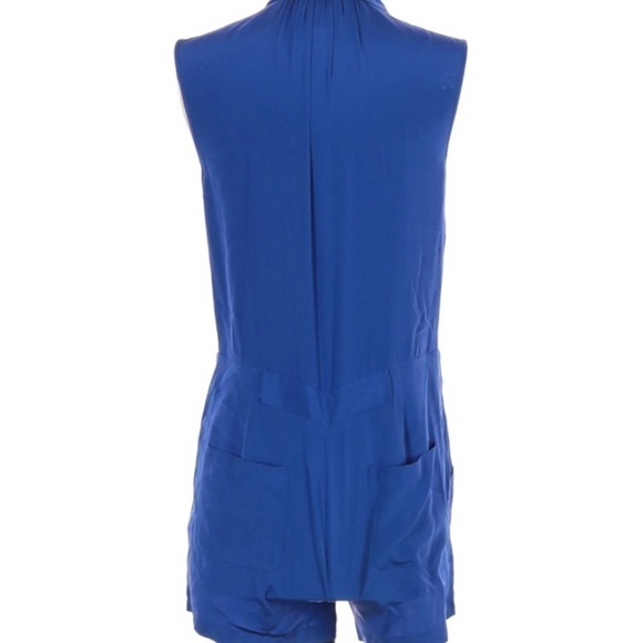 Central Park West Size Small Blue Silk Romper - Picture 2 of 3